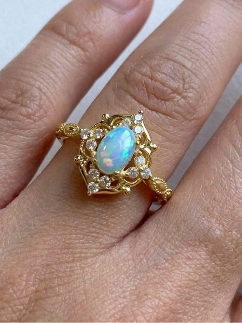 Elegant Gold Opal Ring
